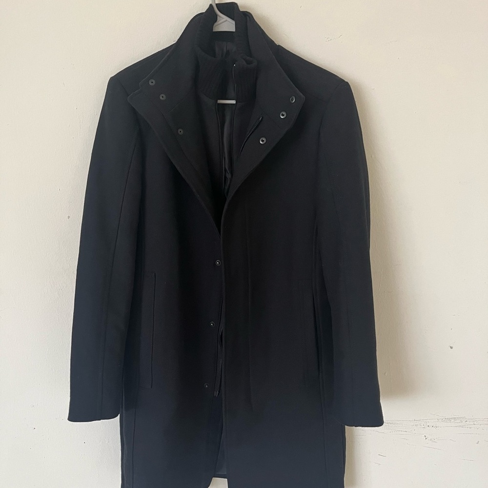 Zara black wool men’s coat knee length